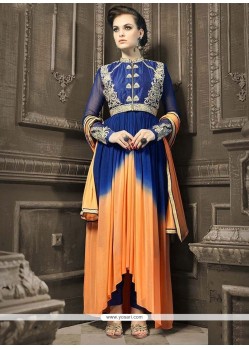 Ideal Patch Border Work Blue Designer Salwar Suit