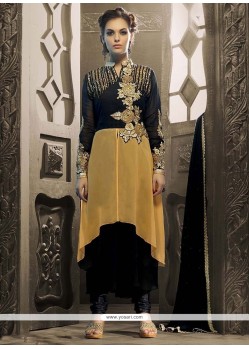 Innovative Embroidered Work Georgette Black Designer Salwar Suit