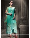 Intriguing Sea Green Jacket Style Salwar Suit