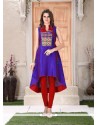 Delightsome Embroidered Work Blue Silk Party Wear Kurti