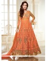 Diya Mirza Orange Resham Work Anarkali Salwar Kameez