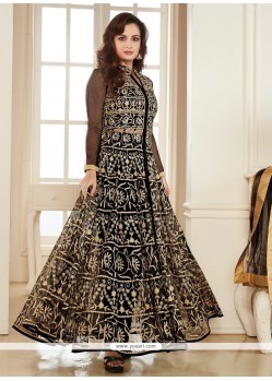 Diya Mirza Net Black Anarkali Salwar Kameez