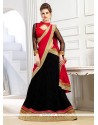 Brilliant Lycra Black Patch Border Work A Line Lehenga Choli