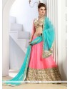 Customary Silk Pink A Line Lehenga Choli