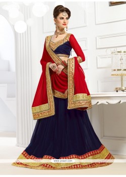 Exquisite Navy Blue Faux Chiffon A Line Lehenga Choli