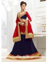 Exquisite Navy Blue Faux Chiffon A Line Lehenga Choli