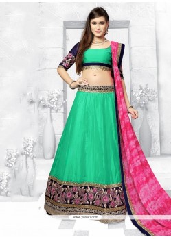 Breathtaking Sea Green A Line Lehenga Choli