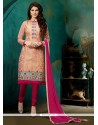 Riveting Embroidered Work Churidar Designer Suit