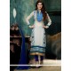 Exuberant Chanderi Navy Blue Churidar Designer Suit