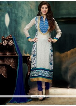 Exuberant Chanderi Navy Blue Churidar Designer Suit