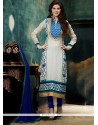 Exuberant Chanderi Navy Blue Churidar Designer Suit