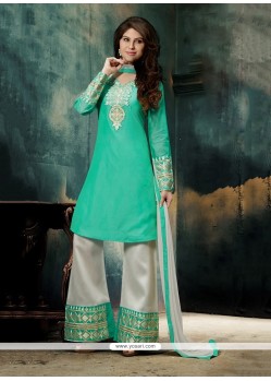 Gorgonize Sea Green Embroidered Work Designer Palazzo Salwar Kameez