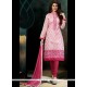 Intriguing Embroidered Work Chanderi Pink Churidar Designer Suit