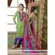 Delightsome Green Embroidered Work Chanderi Churidar Designer Suit