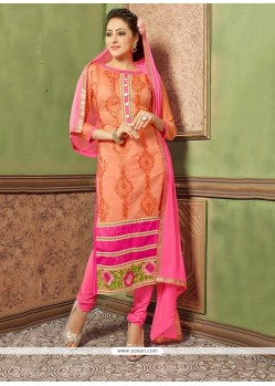 Transcendent Chanderi Embroidered Work Churidar Designer Suit