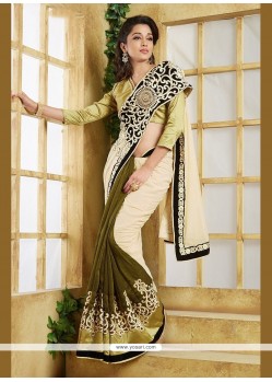 Patch Border Georgette Traditional Saree In Green