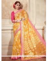 Heavenly Silk Yellow Printed Saree