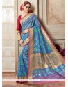 Integral Silk Blue Printed Saree