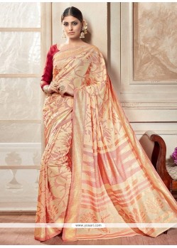 Glowing Multi Colour Print Work Silk Casual Saree