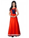 Impeccable Silk Orange Resham Work Designer Gown