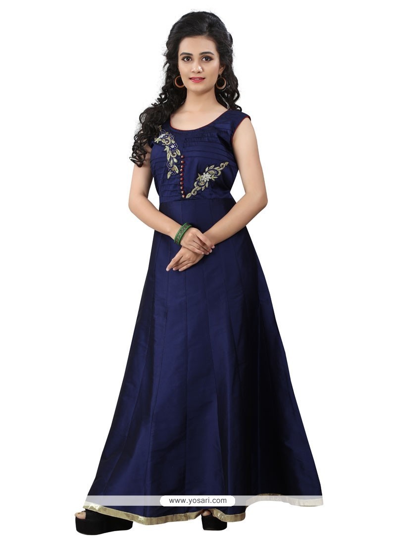 Heavenly Silk Blue Designer Gown