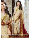 Beautiful Patch Border Work Crepe Silk Designer Saree