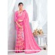 Majestic Pink Viscose Printed Saree