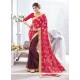 Hot Pink Patch Border Work Georgette Classic Saree