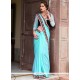 Refreshing Blue Lace Work Designer Saree