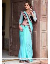 Refreshing Blue Lace Work Designer Saree
