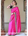 Patch Border Banarasi Silk Traditional Saree In Pink