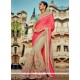 Fashionable Silk Beige And Peach Designer Half N Half Saree