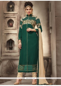 Astonishing Georgette Green Designer Straight Salwar Suit