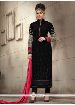 Sightly Georgette Black Designer Straight Salwar Suit
