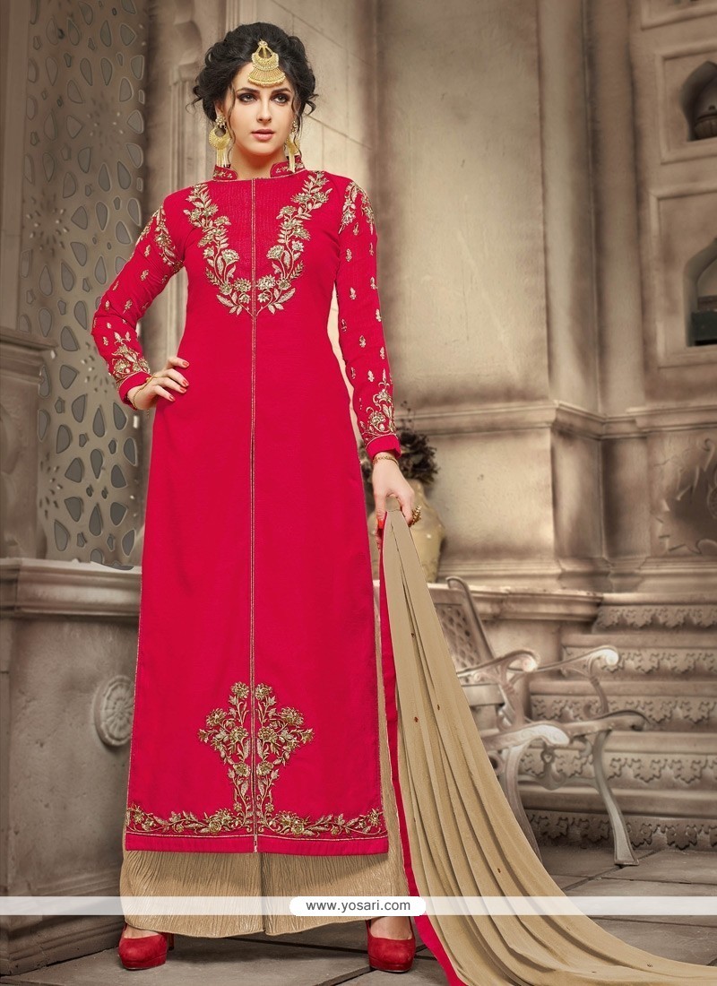 Staring Jute Silk Resham Work Designer Palazzo Salwar Suit