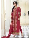 Elite Georgette Pink Lace Work Designer Straight Salwar Suit