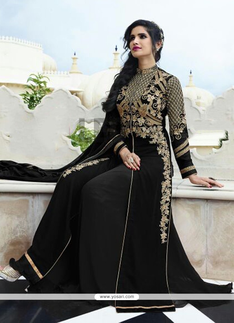 Specialised Georgette Black Embroidered Work Designer Palazzo Salwar Suit