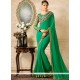 Beckoning Green Embroidered Work Georgette Classic Saree