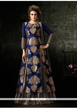 Alluring Navy Blue Designer Floor Length Salwar Suit