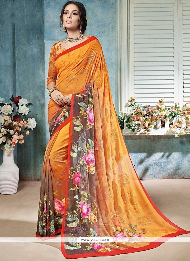 Topnotch Yellow Georgette Casual Saree