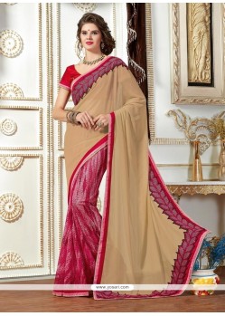 Enticing Embroidered Work Printed Saree