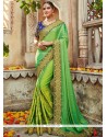 Stylish Green Embroidered Work Designer Traditional Sarees