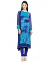 Print Georgette Readymade Suit In Blue