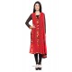 Vibrant Georgette Red Lace Work Readymade Suit