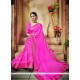 Compelling Georgette Hot Pink Print Work Casual Saree