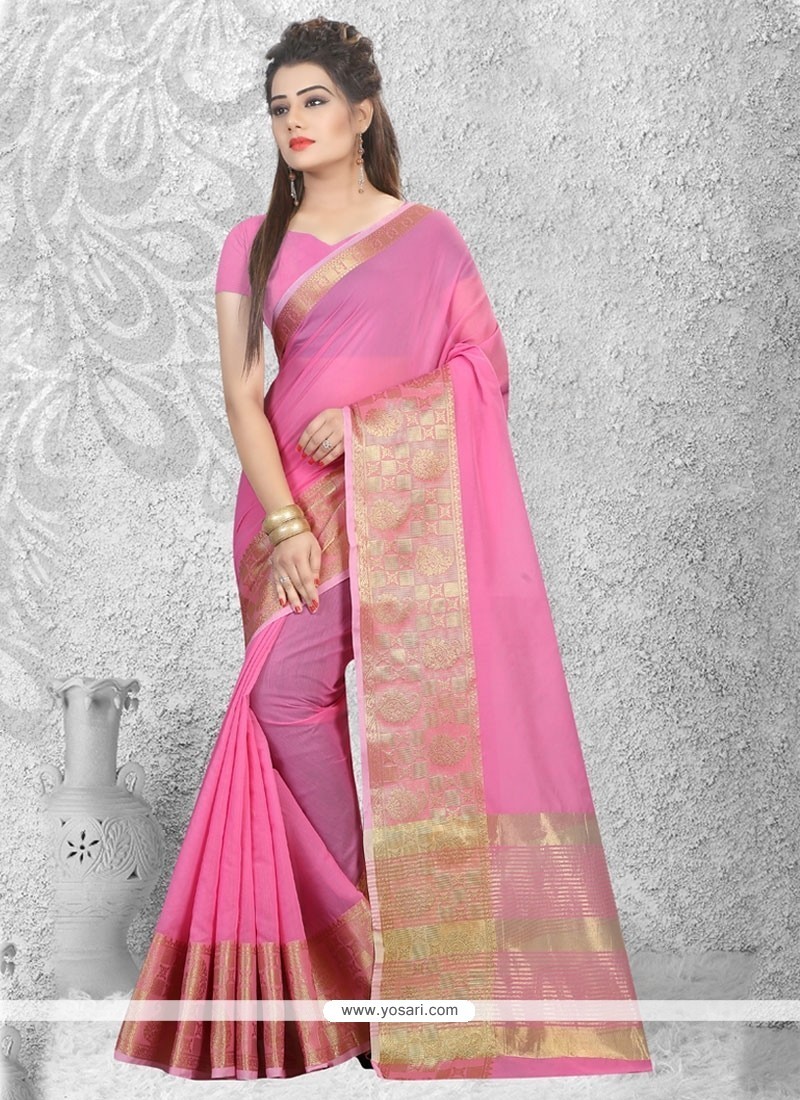 Sophisticated Cotton Silk Pink Casual Saree