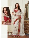 Ideal Patch Border Work Off White Net Designer Traditional Sarees