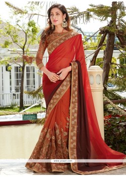 Awesome Embroidered Work Multi Colour Georgette Classic Designer Saree
