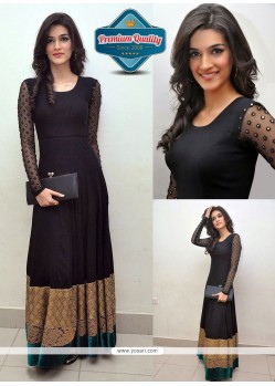 Kriti Sanon Style Black Net Long Gown
