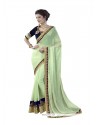 Gratifying Embroidered Work Sea Green Designer Traditional Sarees